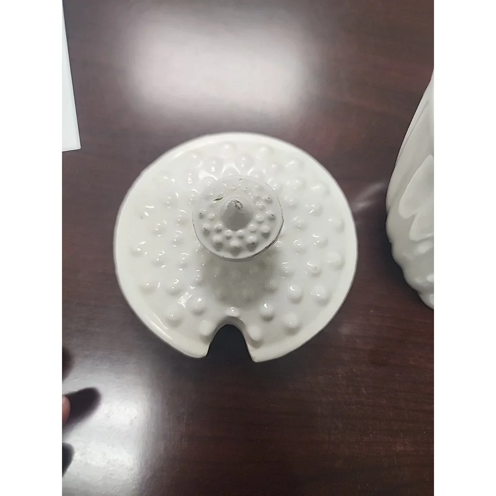 Vintage Cream CeramicHobnail Vertical‎ Ribbed Lidded Sugar Bowl M47 USA